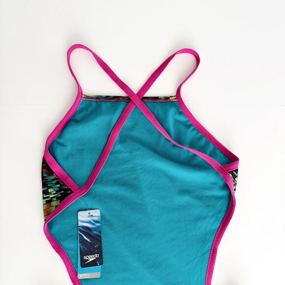 [Speedo] Endurance Lite Abstract Pixel Turnz Vee 2 One-Piece Swimsuit NWT Sz 38 - Picture 5 of 12